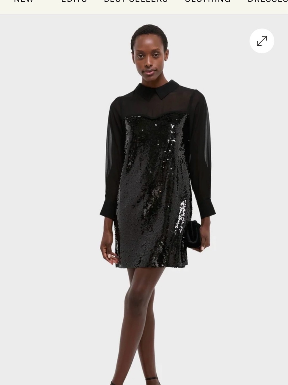 Tuckernuck Black Sequin Long-Sleeve Shift Dress